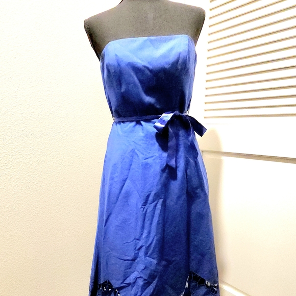 Betsey Johnson Elegant Blue Cutout Strapless Cotton Dress Size 8 - Picture 7 of 12